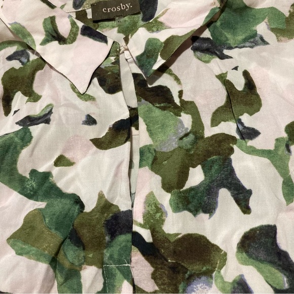 Crosby Green, Pale Pink, and White Button Down Shirt with Camouflage Design - Picture 11 of 13
